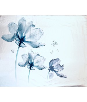 Mustriline trikotaaž paneel sinised lilled